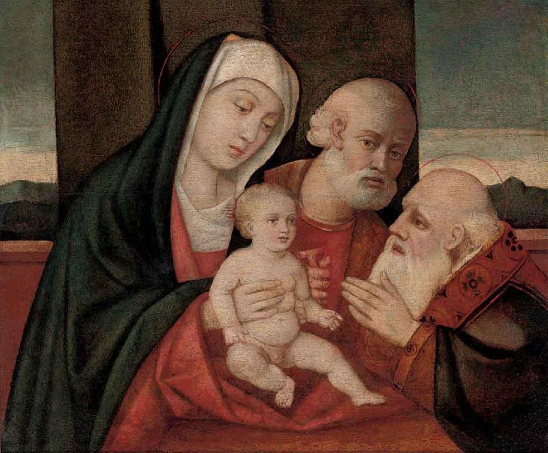 Giovanni Bellini La Sacra Famiglia con un santo oil painting image